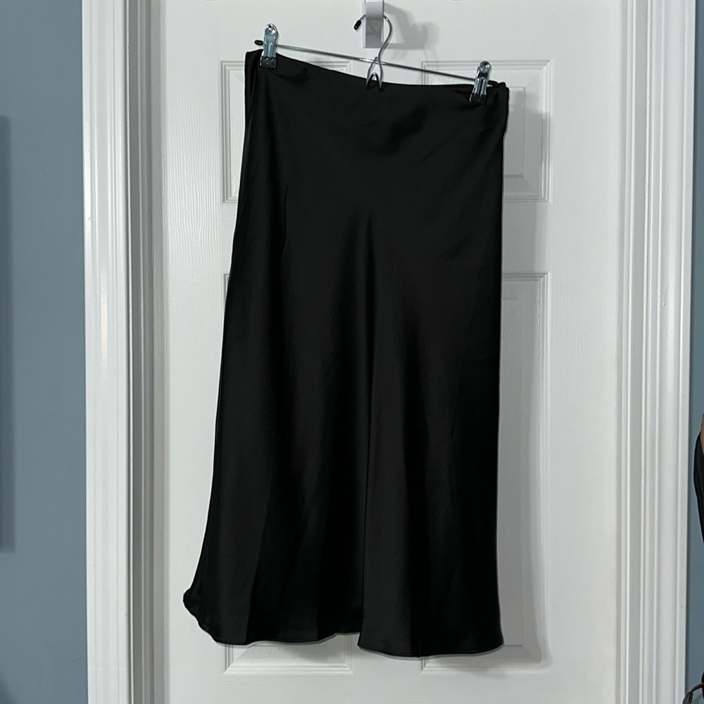 Lined Satin Midi Skirt